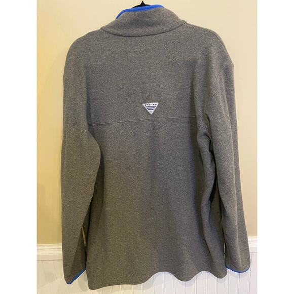Mens XL Grey Columbia PFG Fleece Quarter Button EUC - Picture 2 of 6